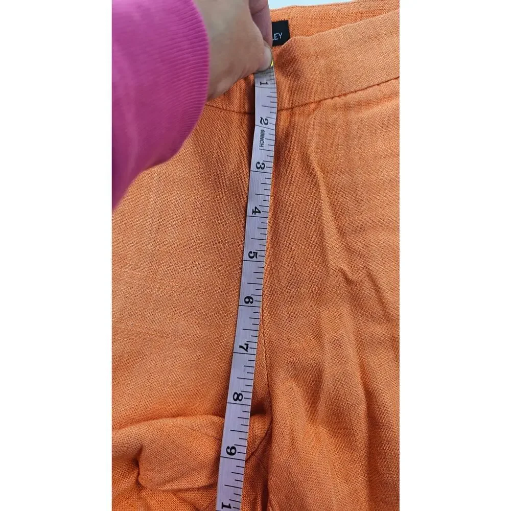 Cynthia Rowley orange sherbet linen blend scalloped summer preppy shorts sz 4